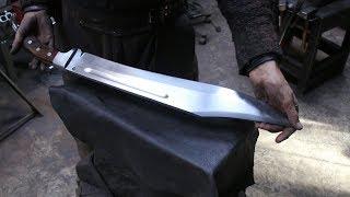 Forging a monstrous Bowie sword.