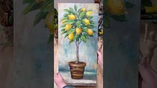  Bring bold form and texture to life with this striking lemon tree painting.