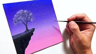 Easy Acrylic Night Sky Painting for Beginners | Step by Step Tutorial