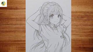 How to Draw Anime Girl |Cute & easy  girl Drawing Tutorial | Step-by-Step Anime Sketch for Beginners