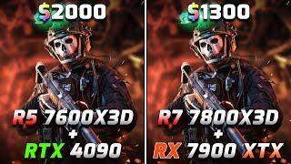 Ryzen 5 7600X3D + RTX 4090 vs Ryzen 7 7800X3D + RX 7900 XTX | PC Gameplay Tested