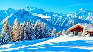  Beautiful Winter Snow Mountain Scene Relaxing Piano Music - Best Sleep Meditation Study Yoga Music