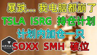 美股 暴跌，我电脑都崩了！TSLA、ISRG持仓计划更新！计划内加仓一只！SOXX、SMH破位！标普成分股调整！