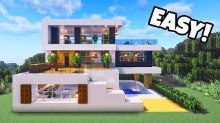 How to make Easy Modern House with Pool in Minecraft!!