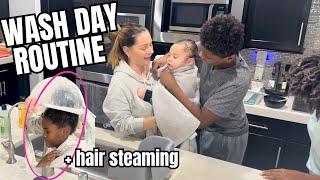 OUR BiG FAMILY WASH DAY ROUTINE (+ Hair Steam Treatment) MOM OF 6