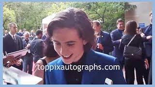 Timothee Chalamet with fans, signs autographs at Toronto Film Festival for TopPix