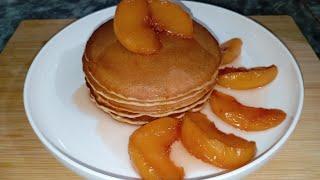 Easiest Fluffy Pan Cakes with Peach syrup Recipe| 10 minutes recipe | yummy breakfast@SpiceeandLife