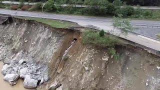 VIDEO: Aerial views of I-40 damage in NC mountains (NCDOT)