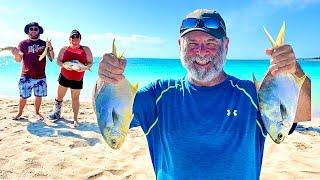 We Are Teaching Everyone on the BEACH How To Surf Fish for POMPANO.