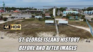 St. George Island Lighthouse history and downtown area taken with my DJI Mini 4 Pro drone in 4k