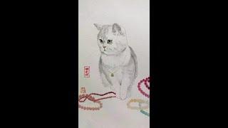 The silver cat is really difficult to draw. Customized ”Noble Cat” Noble Ball #cat #traditional Chi