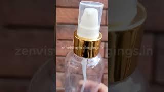 Zenvista Packagings: Empty Transparent Bottle With Gold Plated White Lotion Pump-100 & 200ml [ZMT10]