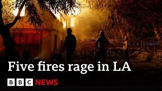 At least five wildfires raging in Los Angeles | BBC News