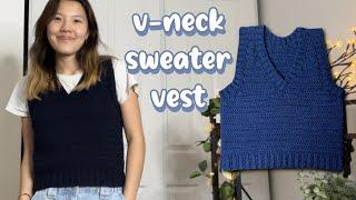 Crochet V-Neck Sweater Vest Tutorial & Free Written Pattern