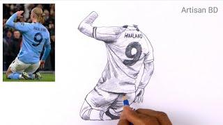 Realistic Portrait Erling Haaland Easy Pencil Sketch #haaland #manchestercity