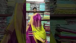 maroon and yellow colour Linen saree | Linen saree manufacturers #designersaree