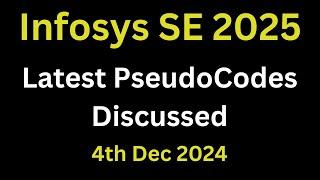 Infosys Latest Pseudocodes Discussed 2025 Batch | Infosys System Engineer preparation