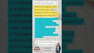 Data Science and Machine Learning quiz - 52 #machinelearning #datascience #artificialintelligence