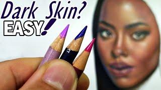 EASY...Drawing Dark Skin-Tone! Colored Pencil Realistic Portrait Drawing Tutorial!