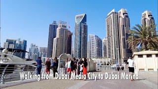 4K HDR 60FPS Walking from Dubai Media City to Dubai Marina | Dubai UAE 