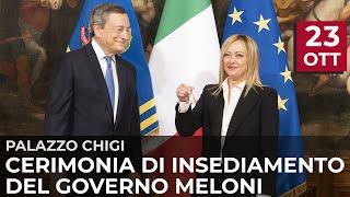 Cerimonia di insediamento del Governo Meloni a Palazzo Chigi