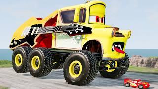 Crazy Escape From The Giant Guitar Tow Truck Zombie Monster VS Lightning McQueen Beamng Drive #355