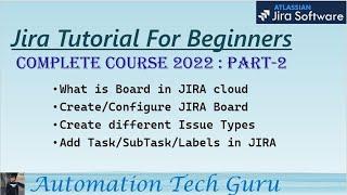 Jira Tutorial For Beginners | Complete course 2022 : PART-2| Jira Project Management | JIRA Software