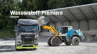 Liebherr-Premiere: Erster Großradlader mit Wasserstoffmotor und erste Wasserstofftankstelle