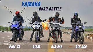 All Yamaha Version Quad Battle Race R1M Vs R15V3 Bs4 Vs R15V3 Bs6 Vs R15S V3 | Ksc Vlogs