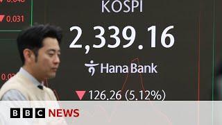 Asian shares slump as shockwaves from Trump tariffs rock global markets | BBC News
