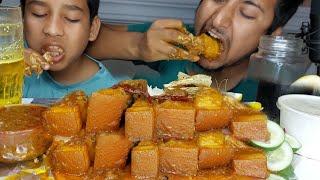 Spicy Pork Eating With Nephew | Huge Pork Pieces Eating | Hungry Gadwali Mukbang