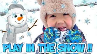 It's snowing outside! - Keeva & Kyler go snow sledding in the park on Christmas Day.