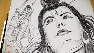 #NIDAL_drawingtutorial.  Ganga Maa drawing. Ganga Maiya ki drawing.  clean ganga drawing. lord shiva