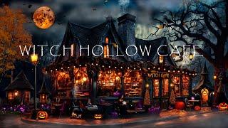 WICKED WITCH HOLLOW CAFE-HALLOWEEN AMBIENCE-FLYING WITCH-FALL LEAVES-BUBBLING CAULDRON-NATURE SOUNDS