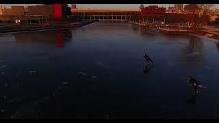 Olympic Speed Skater Brian Hansen Skating on river in Milwaukee