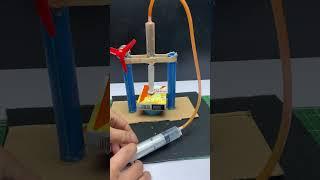 Hydraulic pressure machine project for schools #hydraulic #dcmotor #tech #science #experiment #diy