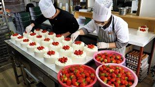 amazing strawberry cake making process - korean street food