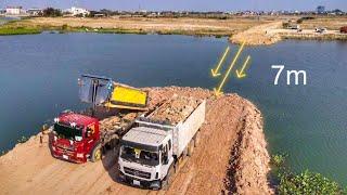 Next Level Mighty Powerful Bulldozer SHANTUI-CH17C2-is Working Push Soil In Water To Build New Roads