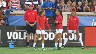 Tobin Heath tells Alex Morgan to keep going (USWNT vs NZL Cincinatti 19.9.17)