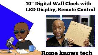 10" Digital Wall Clock with LED Display, Remote Control, - Rome Knows Tech