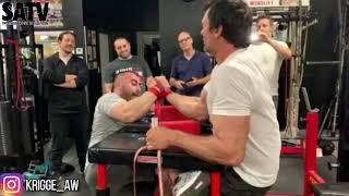 VAZGEN SOGHOYAN VS DEVON LARRATT ARMWRESTLING TRAINING 2019