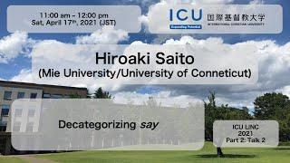 [ICU-LINC0045] Hiroaki Saito (Mie University / University of Connecticut)