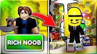 Rich Noob Instantly becomes OP makes 2.5 billion honey! Gets 35 Bees! Bee Swarm Simulator Roblox