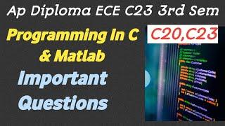 ap diploma C23 ece 3rd sem c language important questions| ap diploma C16,C20,C23|