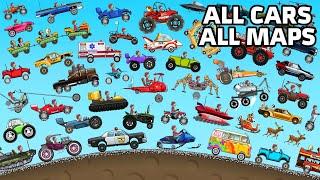 Hill Climb Racing - ALL 45 VEHICLES UNLOCKED and FULLY UPGRADED Video Game | GamePlay