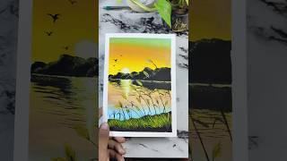 easy sunset painting #art #acrylic #drawing @MyArtShine @wowartpainting @Joonyart