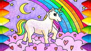 EASY! Learn How To Draw and Color Magical Glitter Unicorn || FUN CRAFTS 