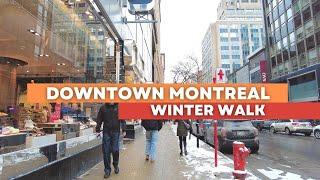 Downtown Montreal Winter Walk - January 2025 - Canada [4K]