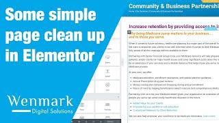 Some simple page clean up in Elementor