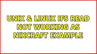 Unix & Linux: IFS read not working as nixCraft example